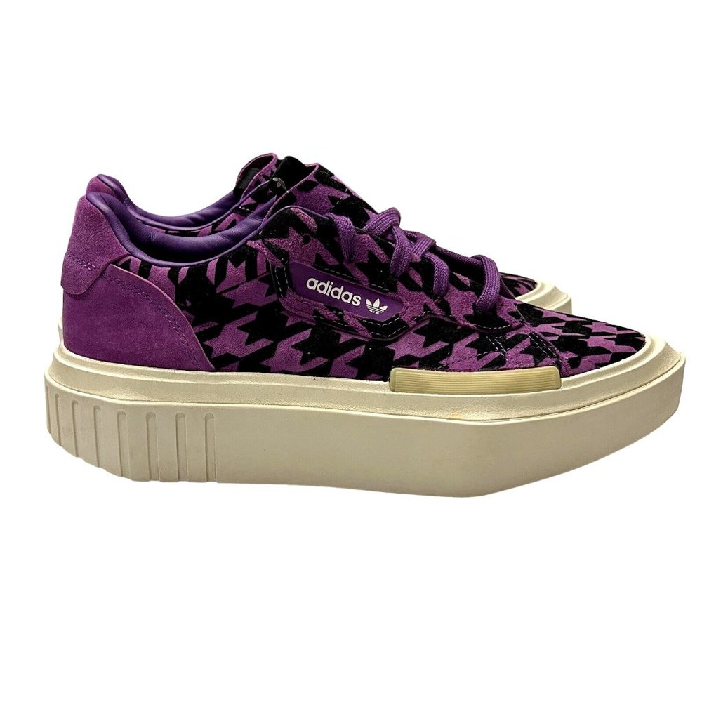 Adidas Originals Womens 8.5 Hypersleek Purple Houndstooth Platform Sneakers NWOB